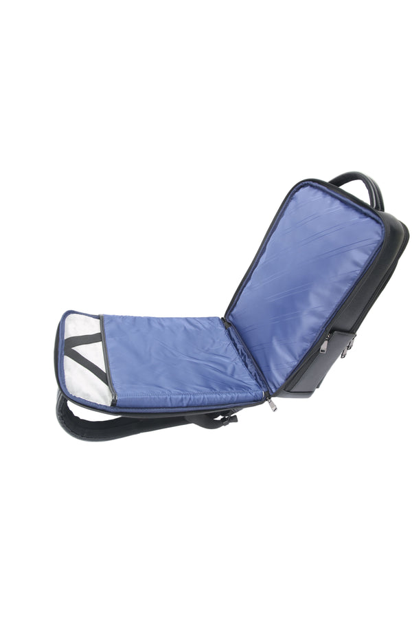 Rucsac din piele naturală, negru, pentru birou și călătorie