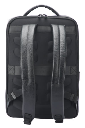 Rucsac din piele naturală, negru, pentru birou și călătorie