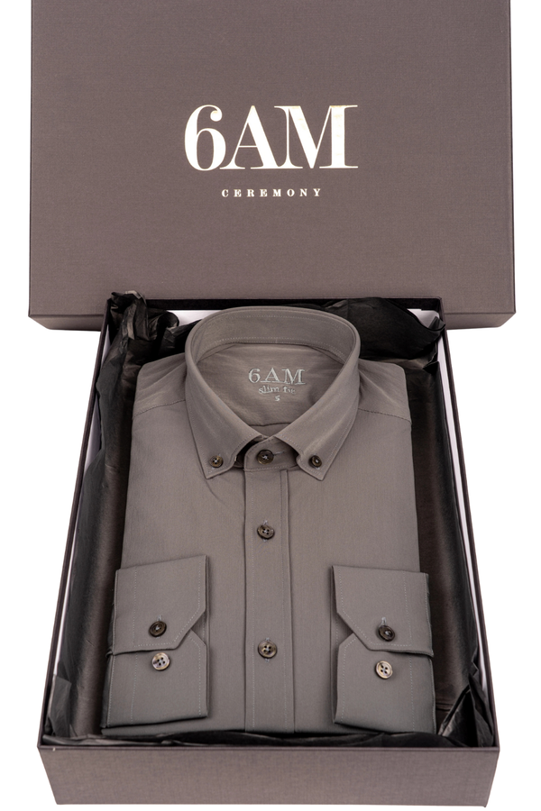 Cămașă Bărbați Gri – Bumbac Elastic