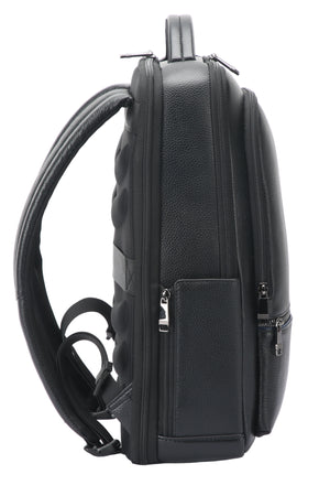 Rucsac din piele naturală, negru, pentru birou și călătorie