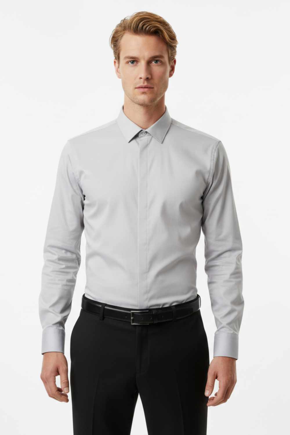 Cămașă Bărbați Gri Deschis – 97% Bumbac