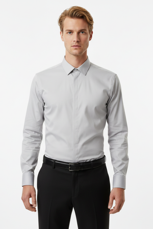 Cămașă Bărbați Gri Deschis – 97% Bumbac