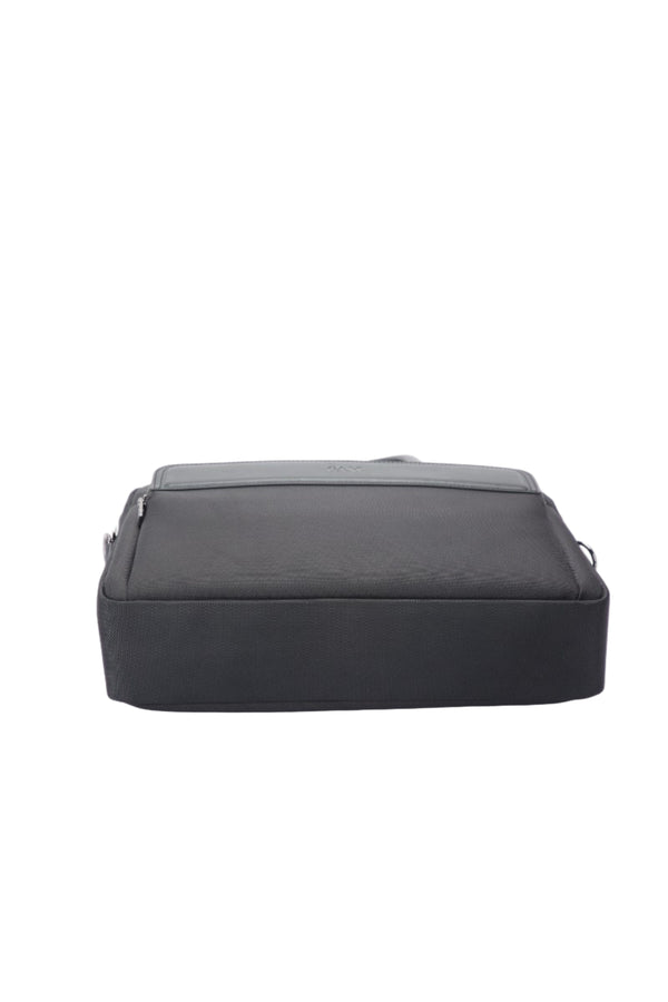 Geantă neagră pentru laptop din piele și material textil
