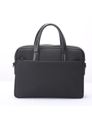 Geantă neagră pentru laptop din piele și material textil