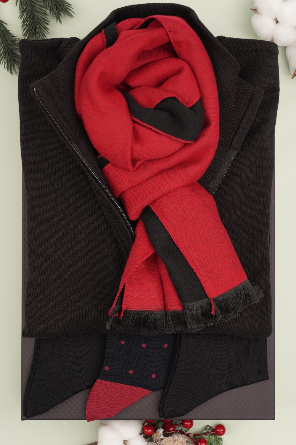 Cutie Cadou Bărbați Eșarfă din Cașmir, Pulover și Șosete 6AM5015