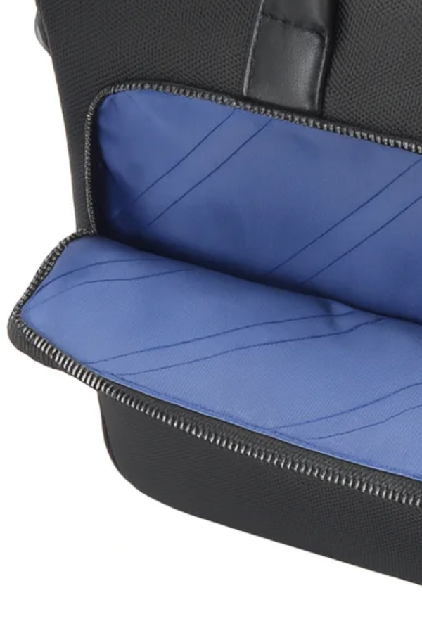 Geantă neagră pentru laptop din piele și material textil