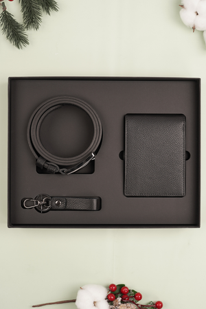 Cutie Cadou Bărbați Portofel, Curea și Breloc din Piele Naturală 6AM5016