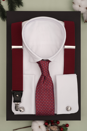 Cutie Cadou Bărbați Cămașă, Cravată, Bretele și Butoni 6AM5017