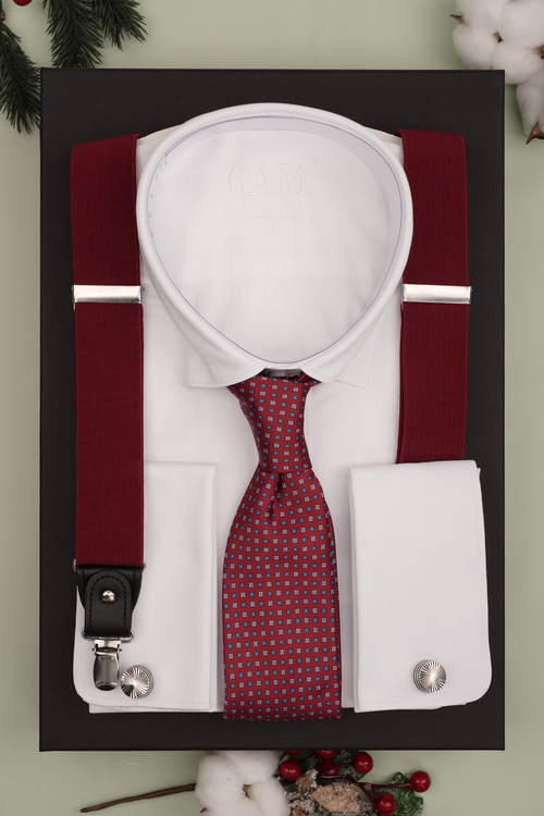 Cutie Cadou Bărbați Cămașă, Cravată, Bretele și Butoni 6AM5017