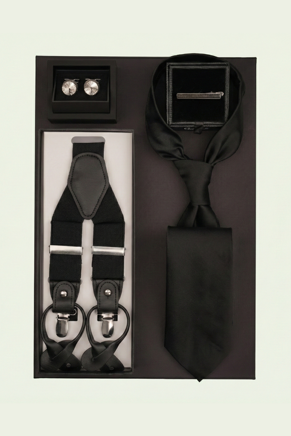 Cutie Cadou Bărbați Cravată, Ac de Cravată, Butoni și Bretele 6AM5011