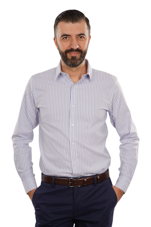 Cămașă Bărbați Alb-Albastru în Dungi – 97% Bumbac