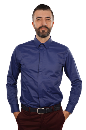 Cămașă Bărbați Albastru Uni – 97% Bumbac