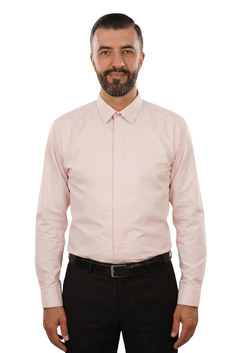 Cămașă Bărbați Roz din Bumbac cu Nasturi Acoperiți 6AMCA00002