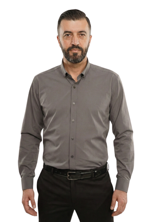 Cămașă Bărbați Gri – Bumbac Elastic