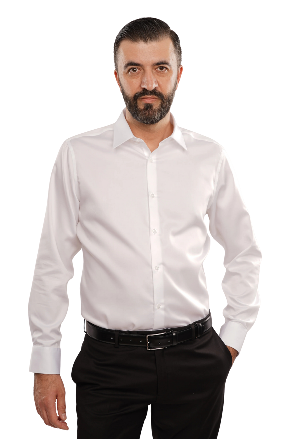 Cămașă Bărbați Albă Non-Iron – Bumbac Superfin