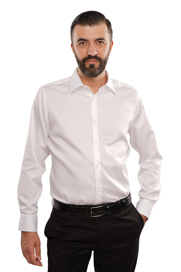 Cămașă Bărbați Albă Non-Iron – Bumbac Superfin