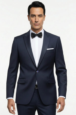 Smoking din Lână Premium Extrafină - Bleumarin 6AM1009342