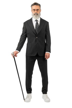 Costum Bărbați Negru Texturat din Țesătură Tehnică Elegantă