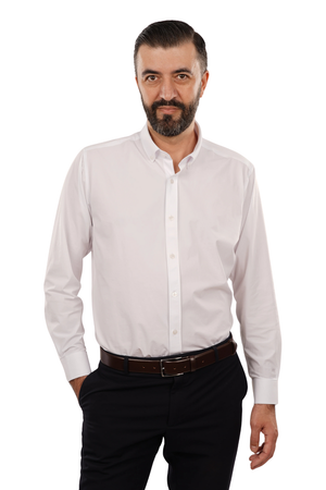 Cămașă Bărbați Albă – Bumbac Elastic