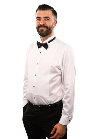 Cămașă Bărbați White Tie cu Guler Rândunică și Plastron 6AM