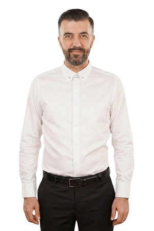 Cămașă Bărbați Albă cu Guler Pin - 100% Bumbac