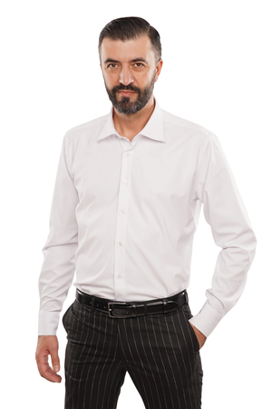 Cămașă Bărbați Albă Elegantă – Bumbac Elastic