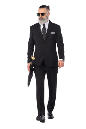 Costum Clasic Bărbați - Negru Texturat Format din 2 Piese