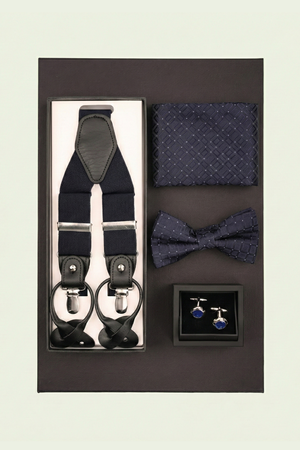 Cutie Cadou Bărbați Papion, Batistă, Butoni și Bretele 6AM5008