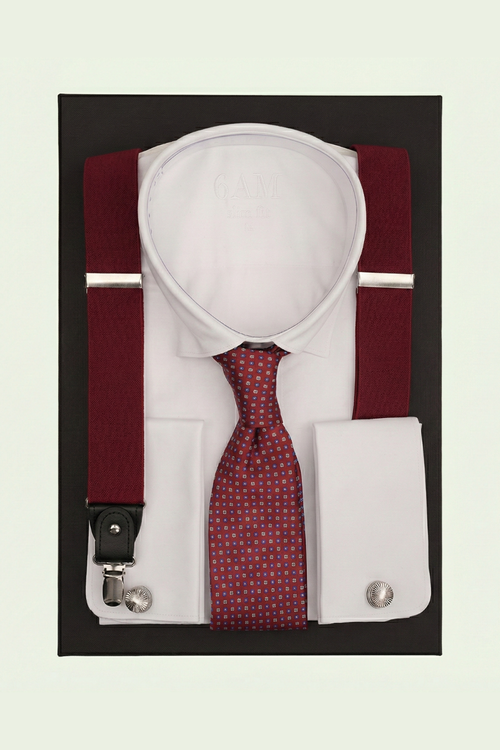 Cutie Cadou Bărbați Cămașă, Cravată, Bretele și Butoni 6AM5017