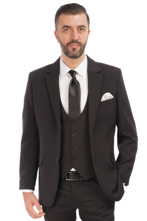 Costum Clasic Bărbați - Negru Texturat Format din 2 Piese