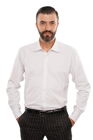 Cămașă Bărbați Albă Elegantă – Bumbac Elastic