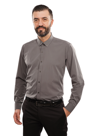 Cămașă Bărbați Gri – Bumbac Elastic