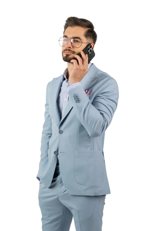 Costum Bărbați Bleu Elegant din Material Tehnic