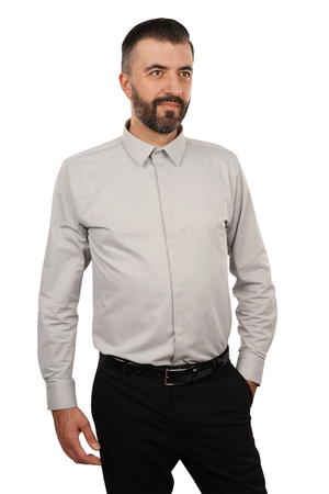 Cămașă Bărbați Gri Deschis – 97% Bumbac