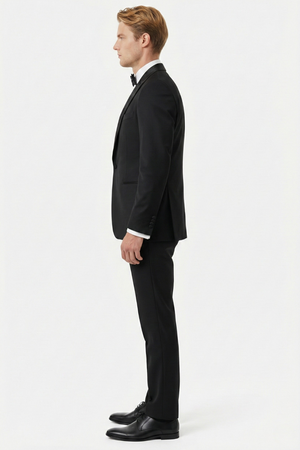 Smoking Negru Structurat cu Rever Satinat 6AM101