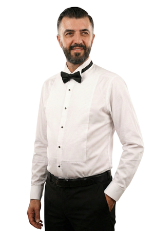 Cămașă Bărbați White Tie cu Guler Rândunică și Plastron 6AMCA00001