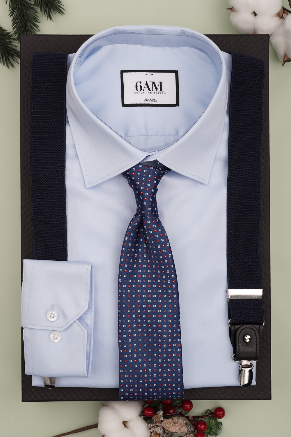 Cutie Cadou Bărbați Cămașă, Cravată și Bretele 6AM5002