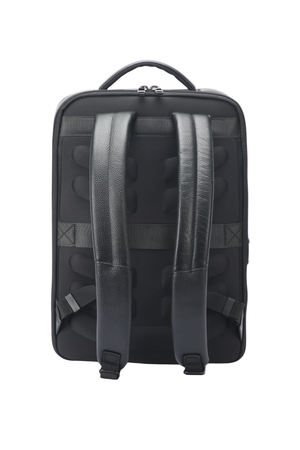 Rucsac din piele naturală, negru, pentru birou și călătorie