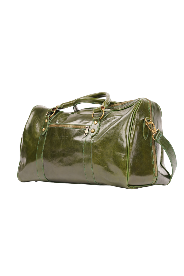 Geantă de Voiaj din Piele Naturală Verde – Made in Italy