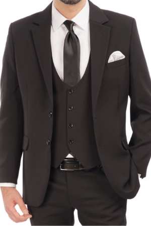 Costum Clasic din Lână Fină - Negru Texturat 6AM101