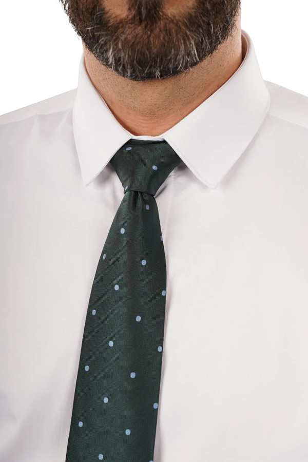 Cămașă Bărbați Albă din Bumbac cu Nasturi Acoperiți