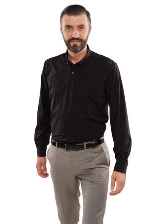 Cămașă Bărbați Neagră – Bumbac Elastic