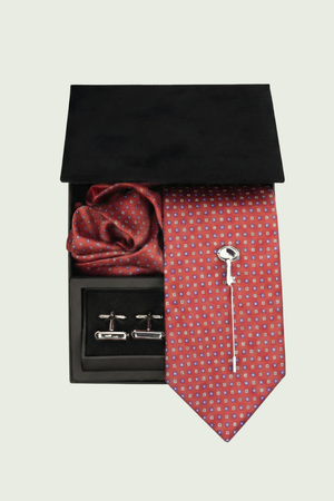 Cutie Cadou Bărbați Butoni, Cravată, Batistă și Broșă 6AM5023