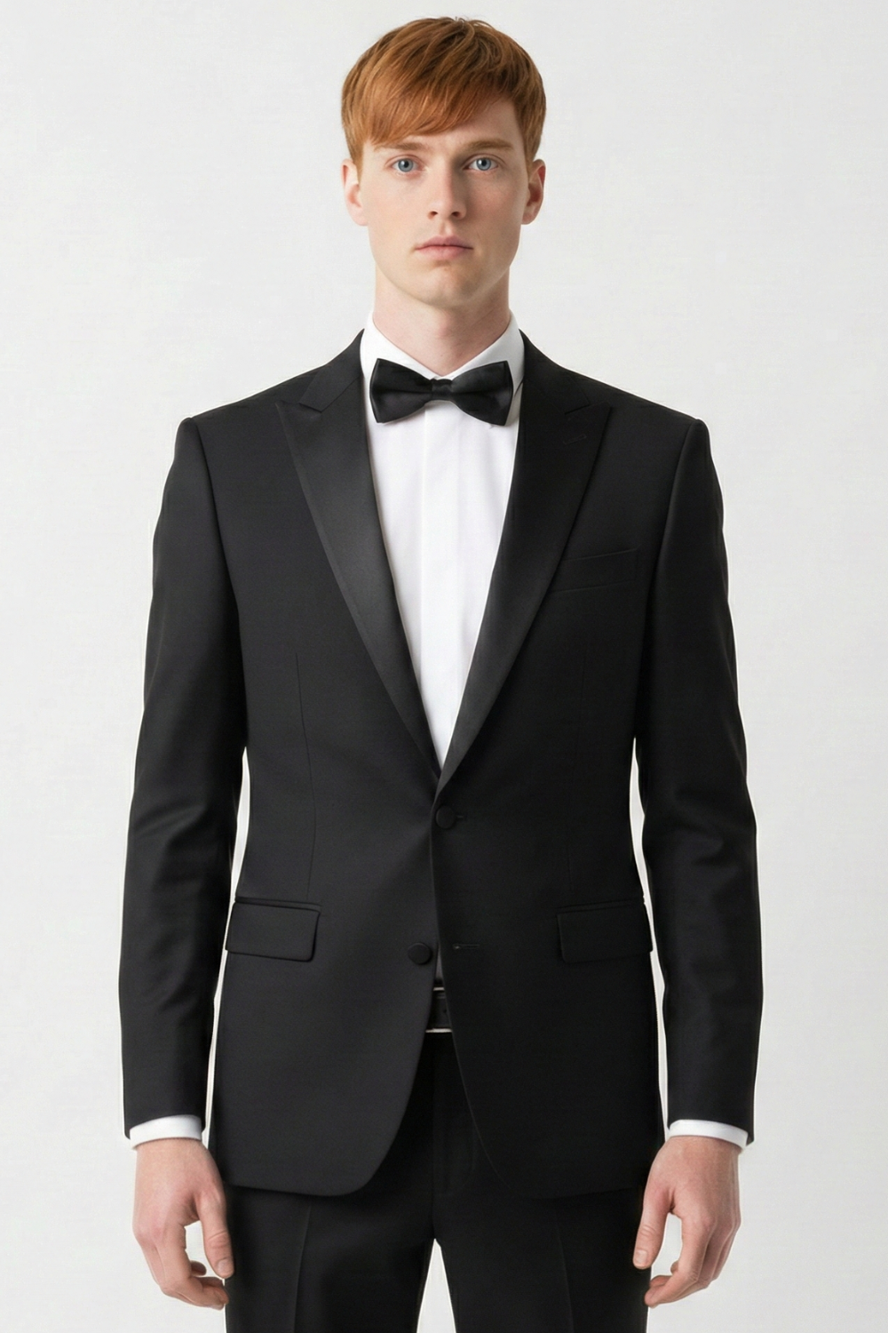 Costum de Ceremonie cu Rever Detașabil Negru - 6AM310