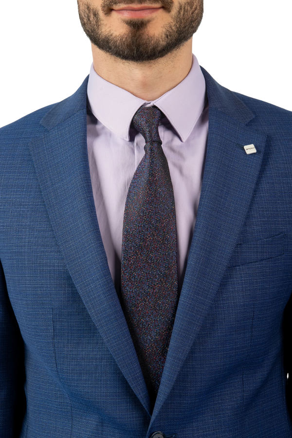 Costum Bărbați Albastru Texturat din Lână Premium