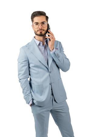 Costum Bărbați Bleu Elegant din Material Tehnic