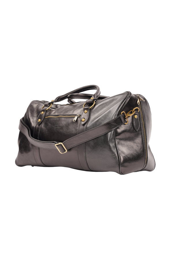 Geantă de Voiaj din Piele Naturală Neagră – Made in Italy