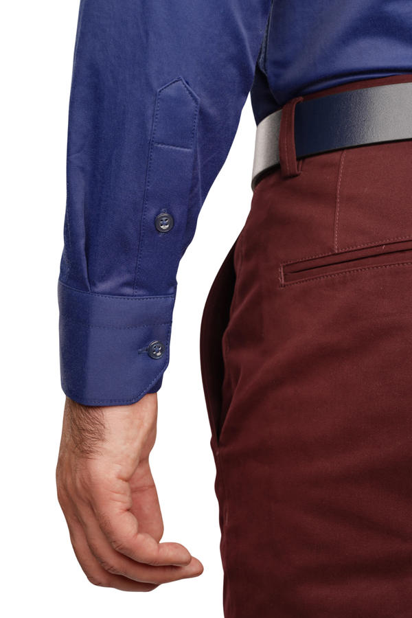 Cămașă Bărbați Albastru Uni – 97% Bumbac