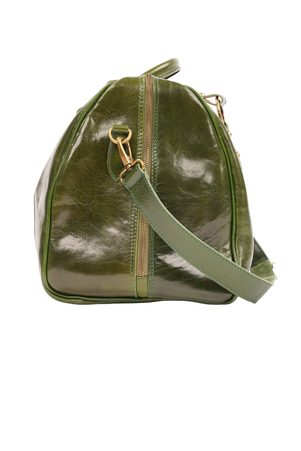 Geantă de Voiaj din Piele Naturală Verde – Made in Italy