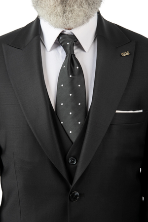 Costum Bărbați Negru din Lână în Trei Piese